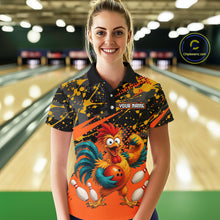Load image into Gallery viewer, Custom Orange Chicken Bowling Team Shirt Funny Bowling Jersey for Women Polo &amp; Quarter-Zip QZT1140