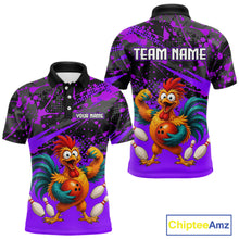 Load image into Gallery viewer, Custom Purple Chicken Bowling Team Shirt Funny Bowling Jersey for Men Polo &amp; Quarter-Zip QZT1140