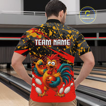 Load image into Gallery viewer, Custom Red Chicken Bowling Team Shirt Funny Bowling Jersey for Men Polo &amp; Quarter-Zip QZT1140