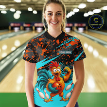 Load image into Gallery viewer, Custom Turquoise Chicken Bowling Team Shirt Funny Bowling Jersey for Women Polo &amp; Quarter-Zip QZT1140