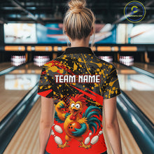 Load image into Gallery viewer, Custom Red Chicken Bowling Team Shirt Funny Bowling Jersey for Women Polo &amp; Quarter-Zip QZT1140