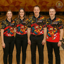 Load image into Gallery viewer, Custom Red Chicken Bowling Team Shirt Funny Bowling Jersey for Women Polo &amp; Quarter-Zip QZT1140