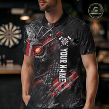 Load image into Gallery viewer, Personalized Skull Dart Team Shirt for Men Custom Red Dart Jersey Polo &amp; 1/4-Zip Dartboard Shirt Outfit DHT23