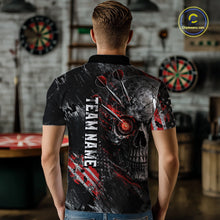 Load image into Gallery viewer, Personalized Skull Dart Team Shirt for Men Custom Red Dart Jersey Polo &amp; 1/4-Zip Dartboard Shirt Outfit DHT23