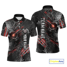 Load image into Gallery viewer, Personalized Skull Dart Team Shirt for Men Custom Red Dart Jersey Polo &amp; 1/4-Zip Dartboard Shirt Outfit DHT23