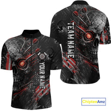 Load image into Gallery viewer, Personalized Skull Dart Team Shirt for Men Custom Red Dart Jersey Polo &amp; 1/4-Zip Dartboard Shirt Outfit DHT23