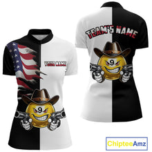 Load image into Gallery viewer, Custom American Flag Funny 8 Ball Pool Billiard Shirts for Women Billiard League Jersey Polo &amp; 1/4 Zip BHT1