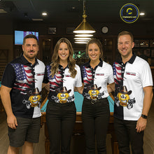 Load image into Gallery viewer, Custom American Flag Funny 8 Ball Pool Billiard Shirts for Women Billiard League Jersey Polo &amp; 1/4 Zip BHT1