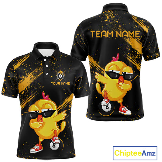 Customized Funny Chicken Billiard  8 Ball Pool Shirts for Men Billiard Jersey for Team Polo & 1/4 Zip BHT4