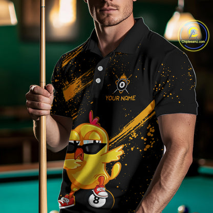 Customized Funny Chicken Billiard  8 Ball Pool Shirts for Men Billiard Jersey for Team Polo & 1/4 Zip BHT4