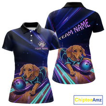 Load image into Gallery viewer, Neon Funny Dachshund Bowling Shirt Custom Bowling Team Jersey for Women Polo &amp; Quarter-Zip Bowling Outfit QZT940