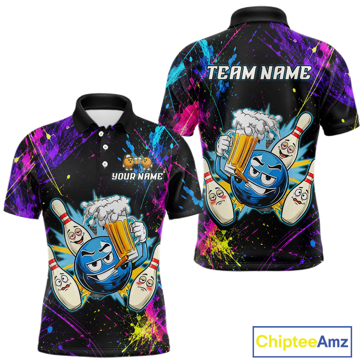 Custom Funny Beer Bowling Shirt for Men Bowling Team Jersey QZT1270