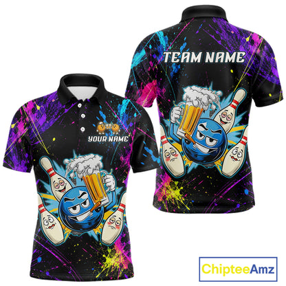 Custom Funny Beer Bowling Shirt for Men Bowling Team Jersey QZT1270