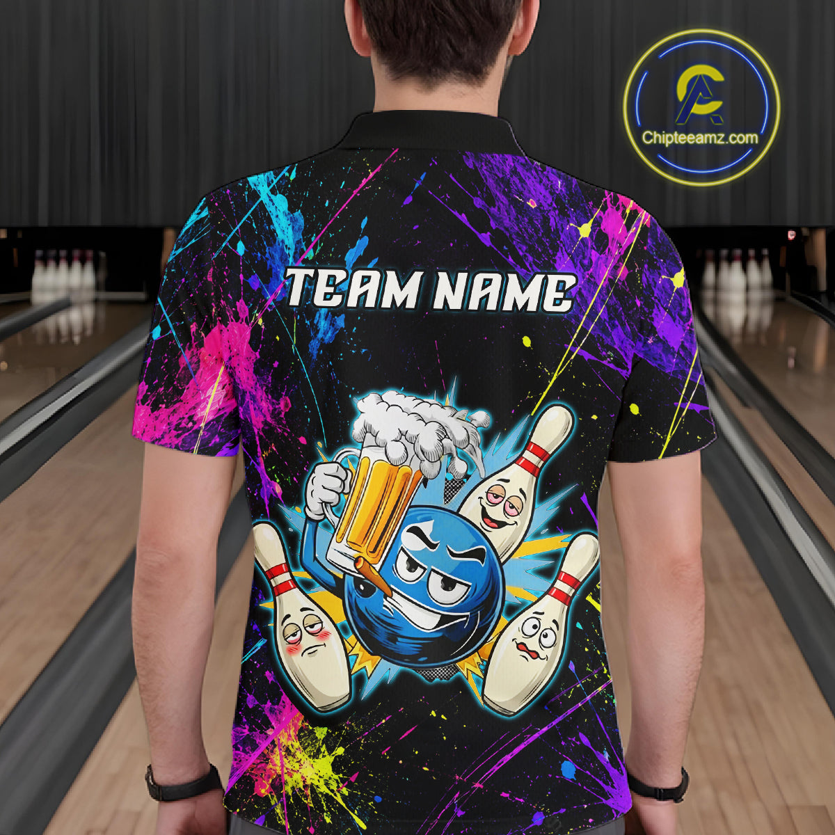 Custom Funny Beer Bowling Shirt for Men Bowling Team Jersey QZT1270