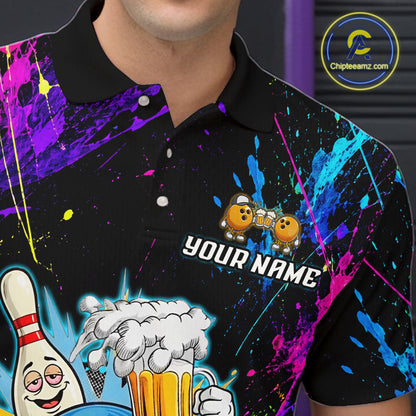 Custom Funny Beer Bowling Shirt for Men Bowling Team Jersey QZT1270