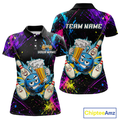 Custom Funny Beer Bowling Shirt for Women Bowling Team Jersey QZT1270