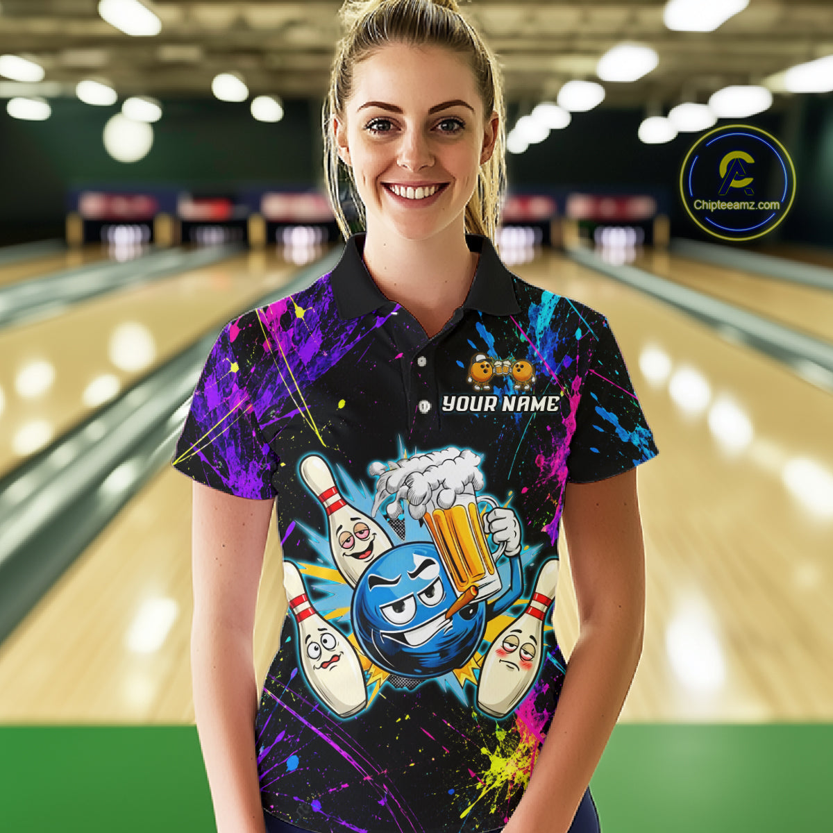 Custom Funny Beer Bowling Shirt for Women Bowling Team Jersey QZT1270