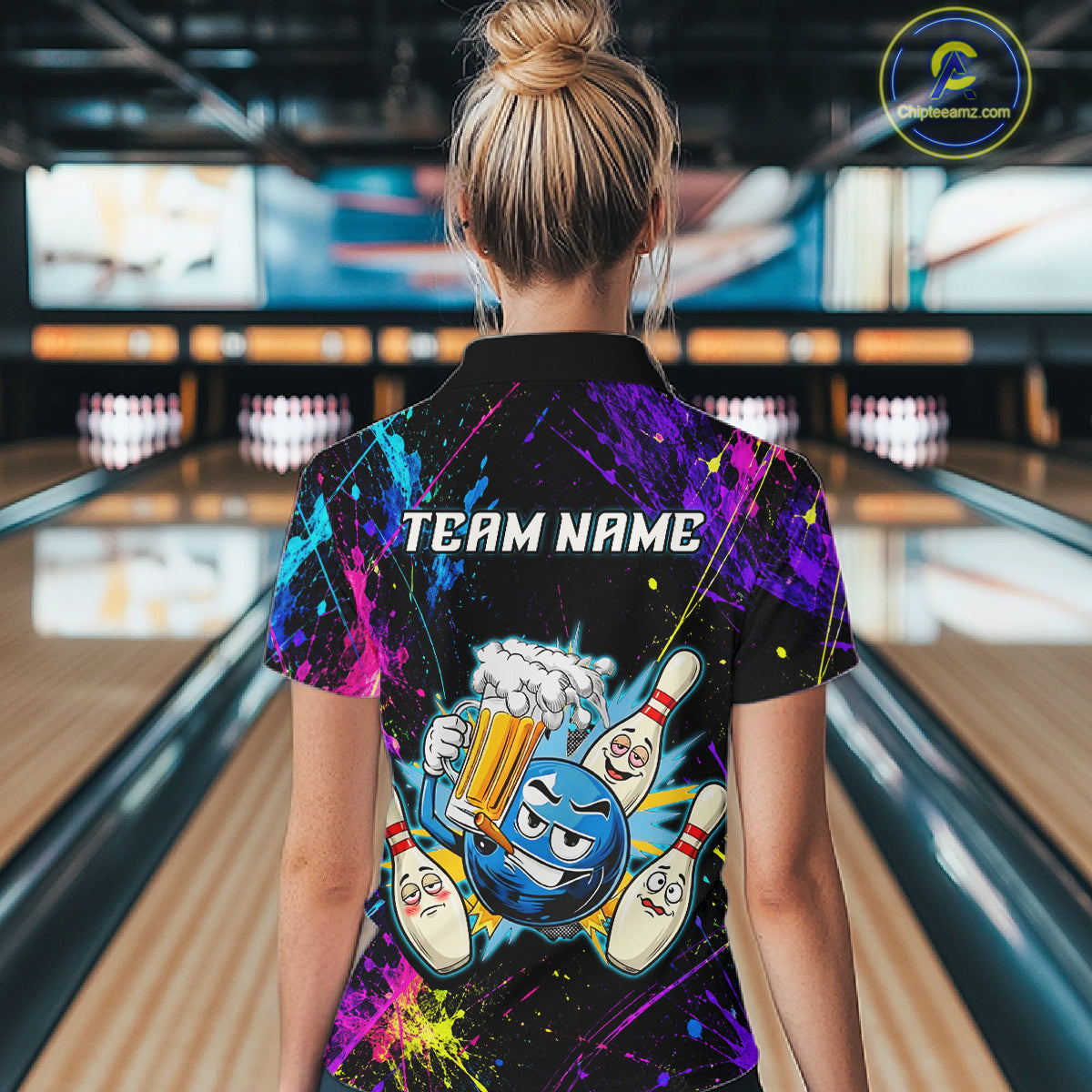 Custom Funny Beer Bowling Shirt for Women Bowling Team Jersey QZT1270