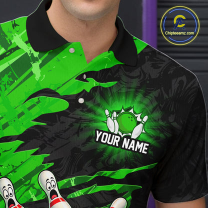 Custom Green Funny Frog Bowling Shirt for Men Bowling Team Jersey QZT1271