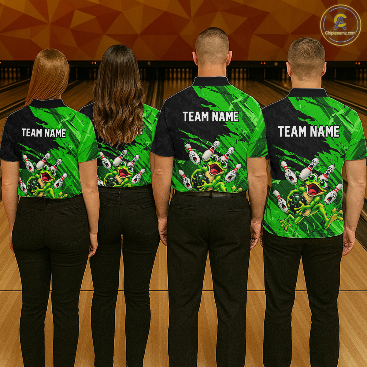 Custom Green Funny Frog Bowling Shirt for Men Bowling Team Jersey QZT1271