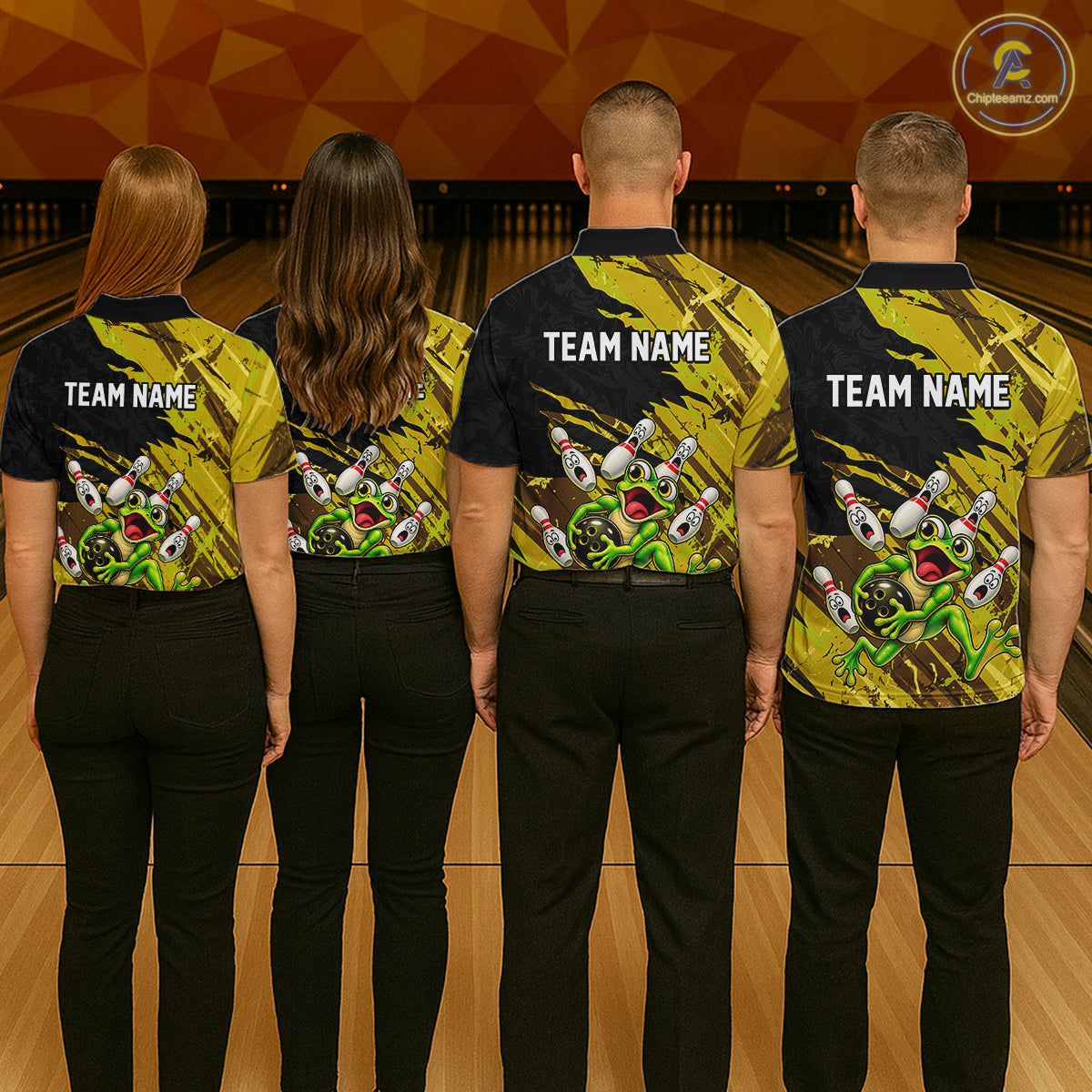 Custom Yellow Funny Frog Bowling Shirt for Men Bowling Team Jersey QZT1271
