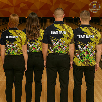 Custom Yellow Funny Frog Bowling Shirt for Men Bowling Team Jersey QZT1271