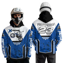 Load image into Gallery viewer, Blue Motocross Hoodie Dirt Bike Hoodie Kid Adults UPF30+ Custom Racing Sweatshirt MotoX MHT300