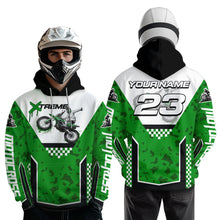 Load image into Gallery viewer, Green Motocross Hoodie Dirt Bike Hoodie Kid Adults UPF30+ Custom Racing Sweatshirt MotoX MHT300