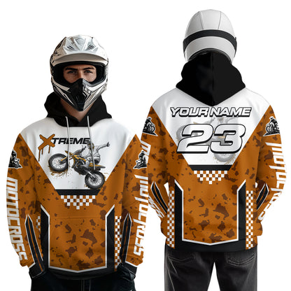 Orange Motocross Hoodie Dirt Bike Hoodie Kid Adults UPF30+ Custom Racing Sweatshirt MotoX MHT300