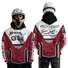 Load image into Gallery viewer, Red Motocross Hoodie Dirt Bike Hoodie Kid Adults UPF30+ Custom Racing Sweatshirt MotoX MHT300