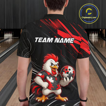 Load image into Gallery viewer, Custom Red Funny Autism Chicken Bowling Shirt for Men Bowling League Jersey Polo &amp; Quarter-Zip QZT1018