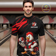 Load image into Gallery viewer, Custom Red Funny Autism Chicken Bowling Shirt for Men Bowling League Jersey Polo &amp; Quarter-Zip QZT1018