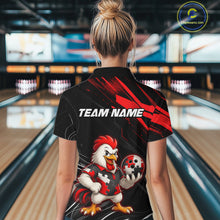 Load image into Gallery viewer, Custom Red Funny Autism Chicken Bowling Shirt for Women Bowling League Jersey QZT1018