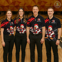 Load image into Gallery viewer, Custom Red Funny Autism Chicken Bowling Shirt for Men Bowling League Jersey Polo &amp; Quarter-Zip QZT1018