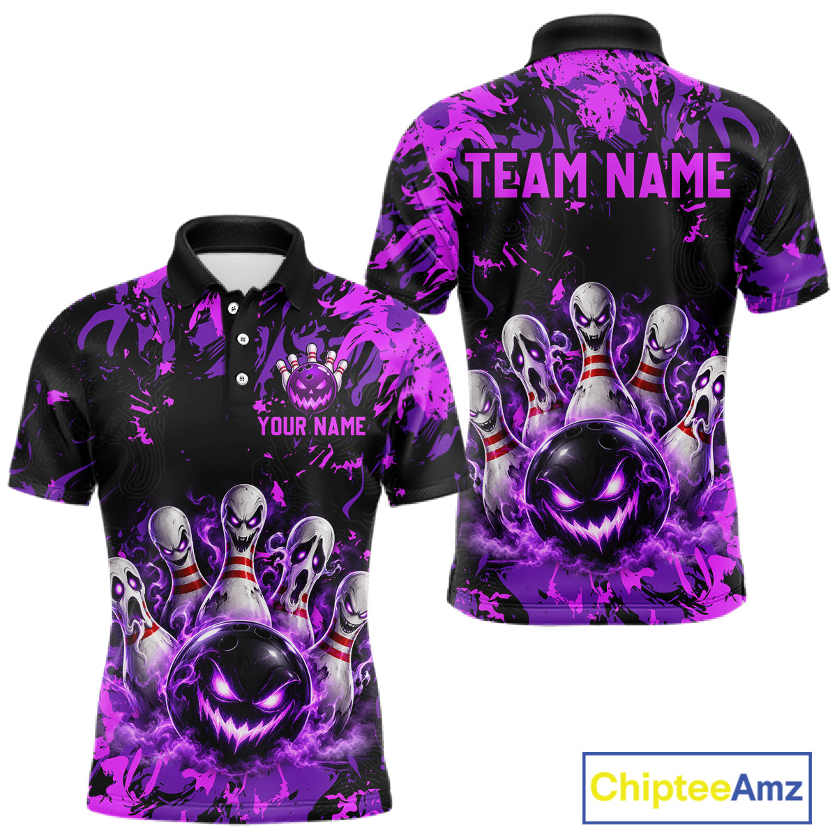 Purple Horror Bowling Team Shirt for Men Custom Bowling Jersey Halloween Gitf QZT1342