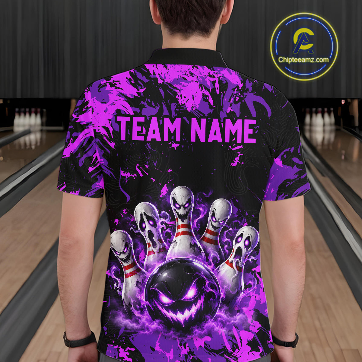 Purple Horror Bowling Team Shirt for Men Custom Bowling Jersey Halloween Gitf QZT1342