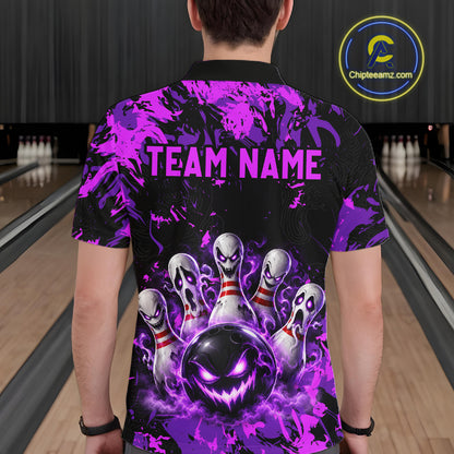 Purple Horror Bowling Team Shirt for Men Custom Bowling Jersey Halloween Gitf QZT1342