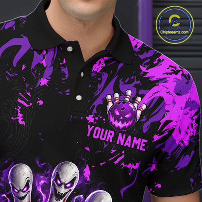 Purple Horror Bowling Team Shirt for Men Custom Bowling Jersey Halloween Gitf QZT1342