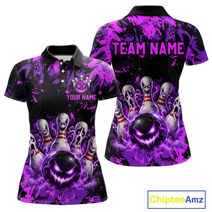 Purple Horror Bowling Team Shirt for Women Custom Bowling Jersey Halloween Gitf QZT1342