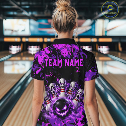 Purple Horror Bowling Team Shirt for Women Custom Bowling Jersey Halloween Gitf QZT1342