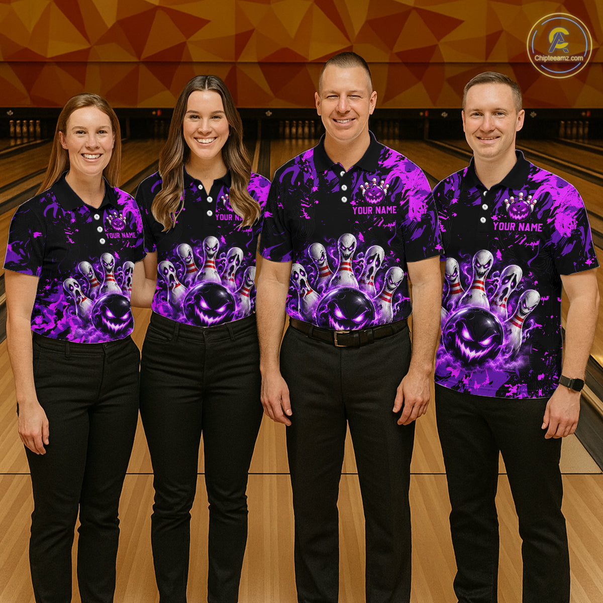 Purple Horror Bowling Team Shirt for Women Custom Bowling Jersey Halloween Gitf QZT1342