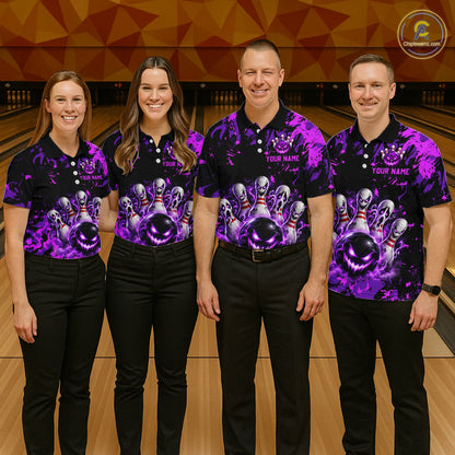 Purple Horror Bowling Team Shirt for Women Custom Bowling Jersey Halloween Gitf QZT1342