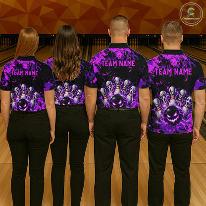 Purple Horror Bowling Team Shirt for Women Custom Bowling Jersey Halloween Gitf QZT1342