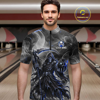 Smoke Grim Reaper Bowling Shirt for Men Personalized Bowling Team Jersey QZT1343