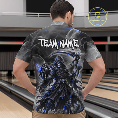 Smoke Grim Reaper Bowling Shirt for Men Personalized Bowling Team Jersey QZT1343