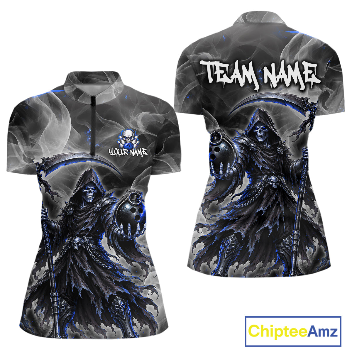 Smoke Grim Reaper Bowling Shirt for Women Personalized Bowling Team Jersey QZT1343