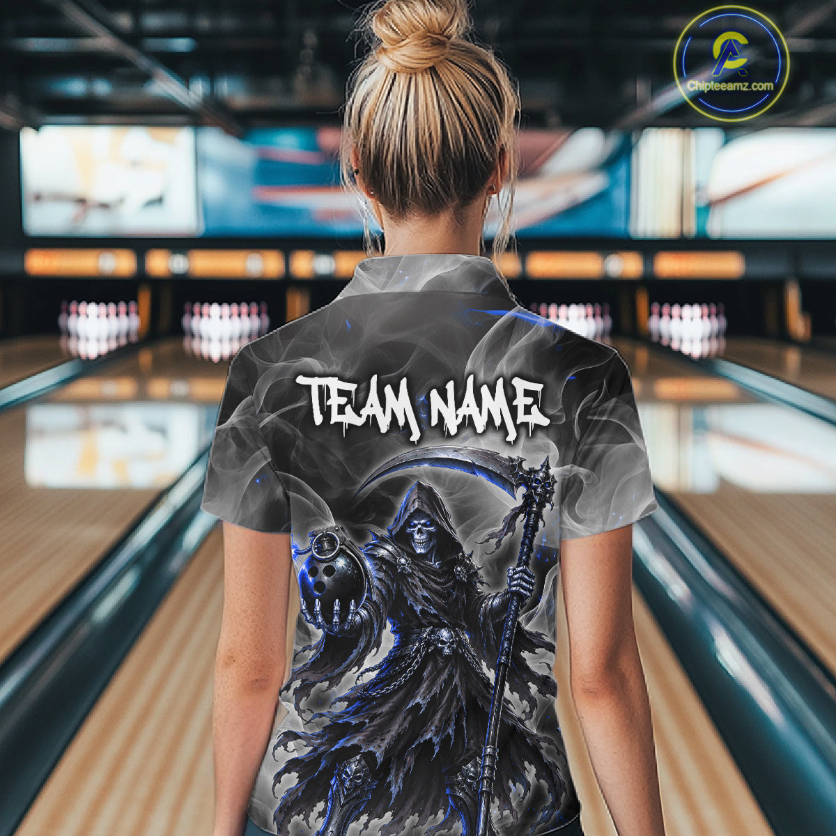 Smoke Grim Reaper Bowling Shirt for Women Personalized Bowling Team Jersey QZT1343