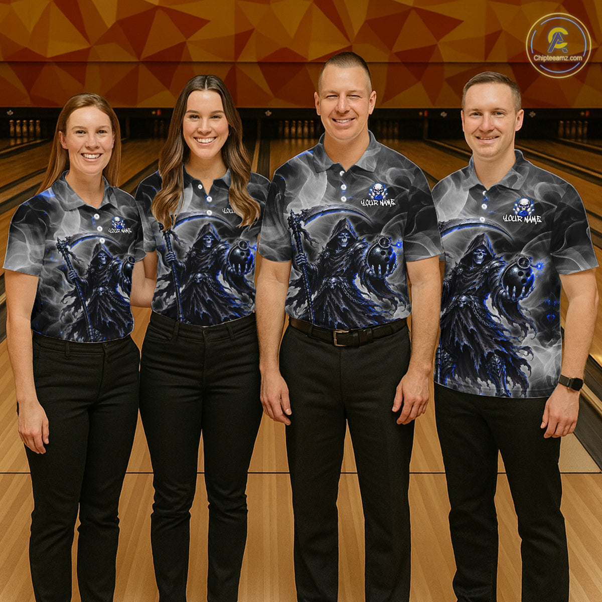Smoke Grim Reaper Bowling Shirt for Women Personalized Bowling Team Jersey QZT1343