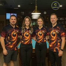 Load image into Gallery viewer, Orange Flame Billiard Shirt for Men Custom Wings 8 Ball Billiard Jersey Polo &amp; 1/4 Zip Billiard Outfit BHT9