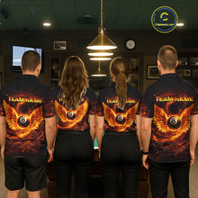 Load image into Gallery viewer, Orange Flame Billiard Shirt for Men Custom Wings 8 Ball Billiard Jersey Polo &amp; 1/4 Zip Billiard Outfit BHT9
